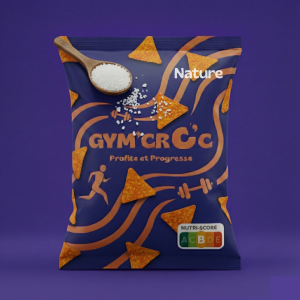 Paquet de tortillas au goût nature sur un fond bleu