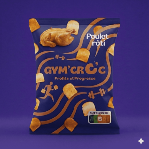 Paquet de toasts au goût poulet rôti sur un fond bleu